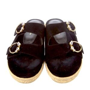 STUART WEITZMAN CRYSTAL RING ESPADRILLE FLAT SLIDE